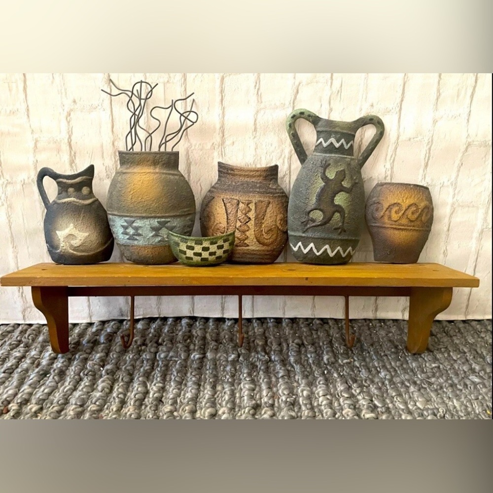 Aztec Southwest Pottery Shelf Coat Display Rack NEW